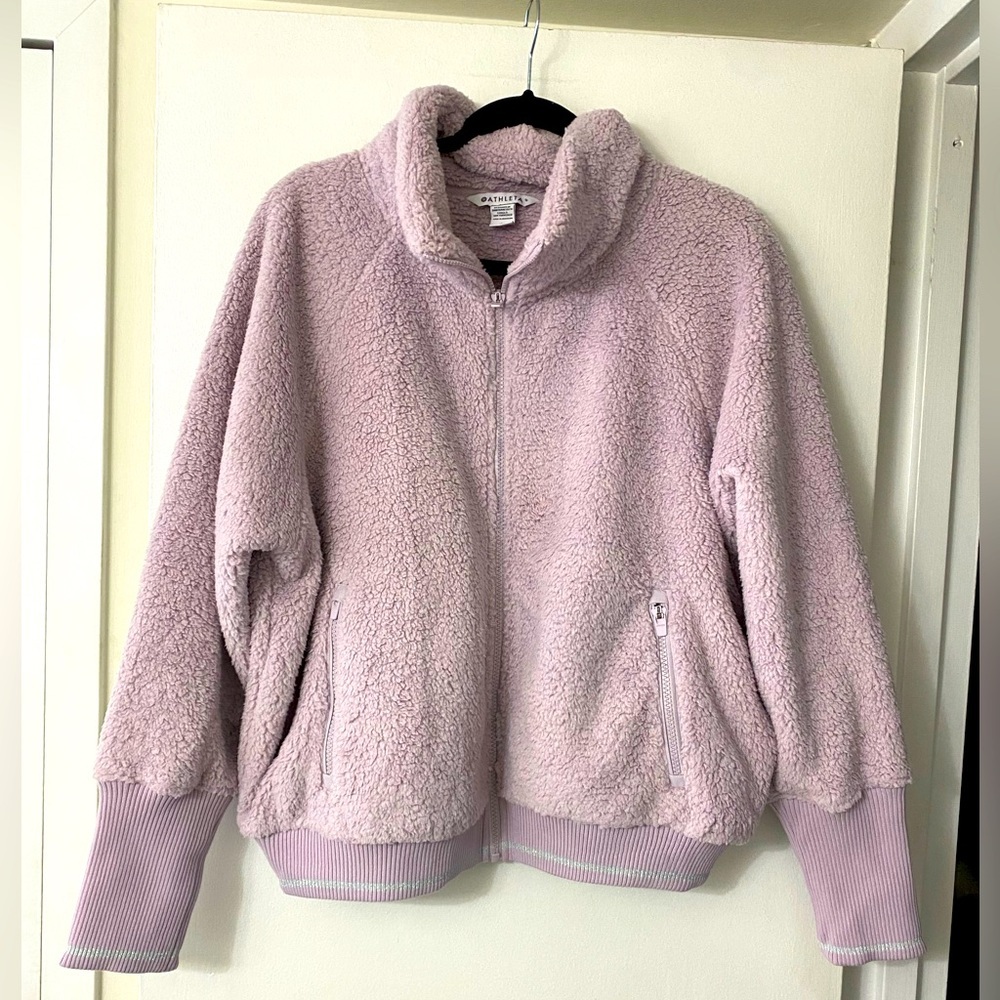 Athleta jacket, Purple Tugga Sherpa jacket plus size in lavender purple - Picture 2 of 9